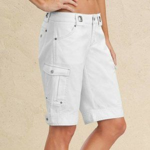 Athleta White Kick It Hiking Cargo Bermuda Shorts